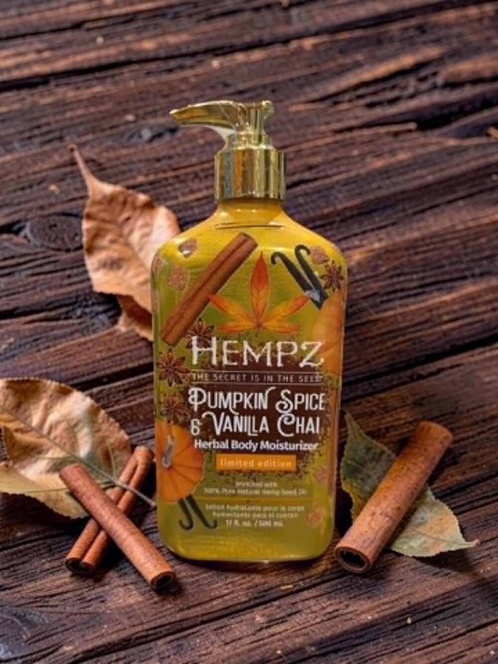 Hempz Pumpkin Spice & Vanilla Chai Herbal Body Moisturizer 17 oz